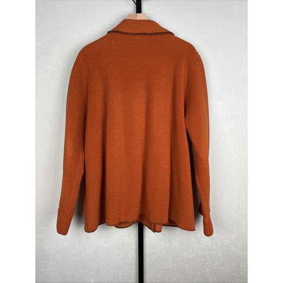 Maralyce Ferree Jacket Womens Large Orange Fleece Coat Wrap Oversized Lagenlook - Picture 6 of 11